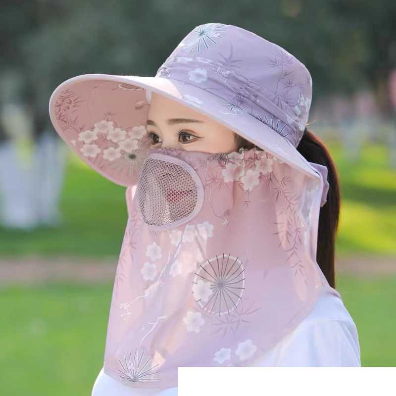 Chapéu feminino verão fino ao ar livre chapéu de sol dobrável anti-uv trabalho chapéu de sol rosto cobrindo chá colheita chapéu de proteção solar_voghion.com