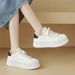 Cameido Women's Lightweight Thick - Soled Biscuit - Style White Sneakers: Casual, Versatile Thick - Soled Skate Shoes_voghion.com