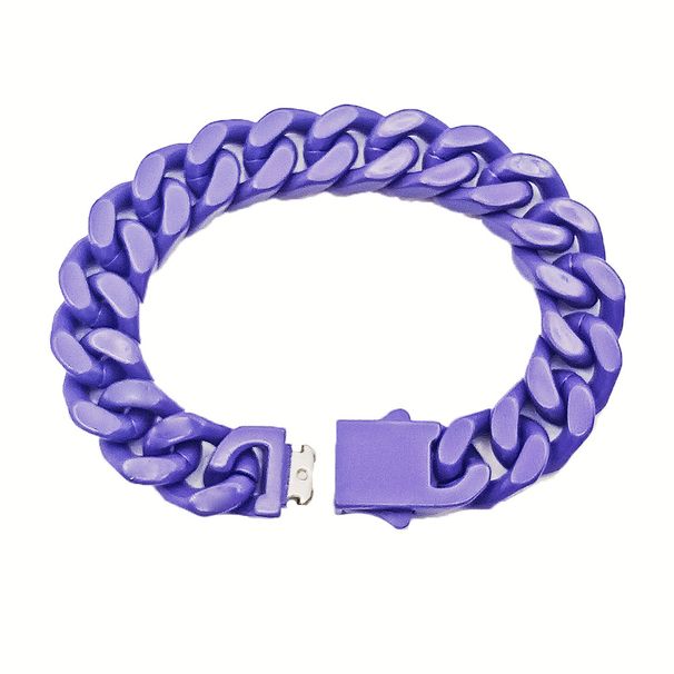 Bracciale cubano in acciaio inossidabile con vernice colorata da uomo, bracciale in acciaio al titanio di alta qualità, resistente allo sbiadimento, gioielli hip hop da uomo_voghion.com