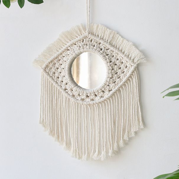 Arazzo nordico fatto a mano specchio intrecciato occhio del diavolo camera da letto ingresso in famiglia appeso a parete specchio intrecciato in corda di cotone regalo_voghion.com