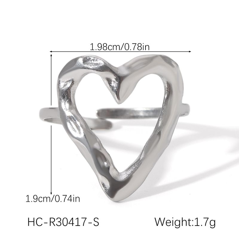 Anelli aperti a forma di cuore con fiori per donna, anello in acciaio inossidabile placcato oro, accessori per gioielli di moda, regalo_voghion.com