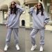 Trendy Solid Color Hooded Sweatshirt & Pants Two-Piece Set For Men And Women - Soft Polyester Casual Streetwear (S-3XL, 8 Colors Available)_voghion.com