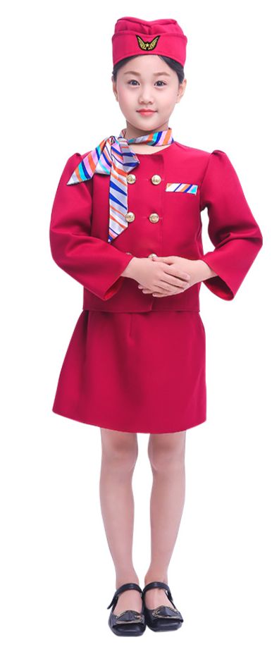 Langärmelige Stewardessenuniformen, Berufsuniformen für Flugbegleiter und Kapitäne, Halloween-Rollenspielkostüme_voghion.com