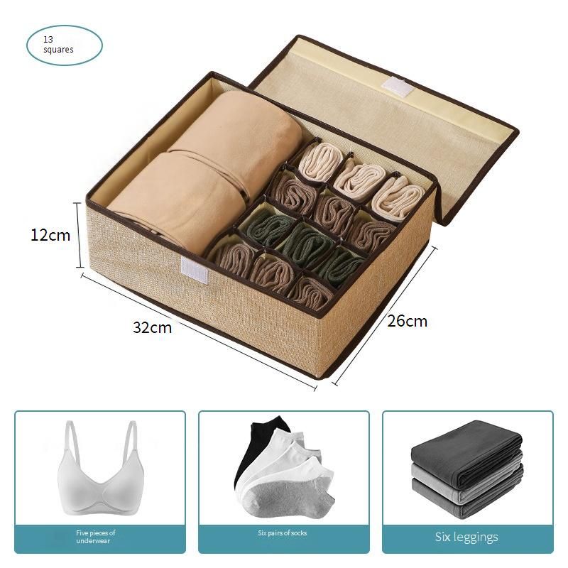 Large Capacity Underwear Organizer With Lid - Foldable Fabric Storage Box Multi-Compartment Bra & Panty Closet Organizer​_voghion.com