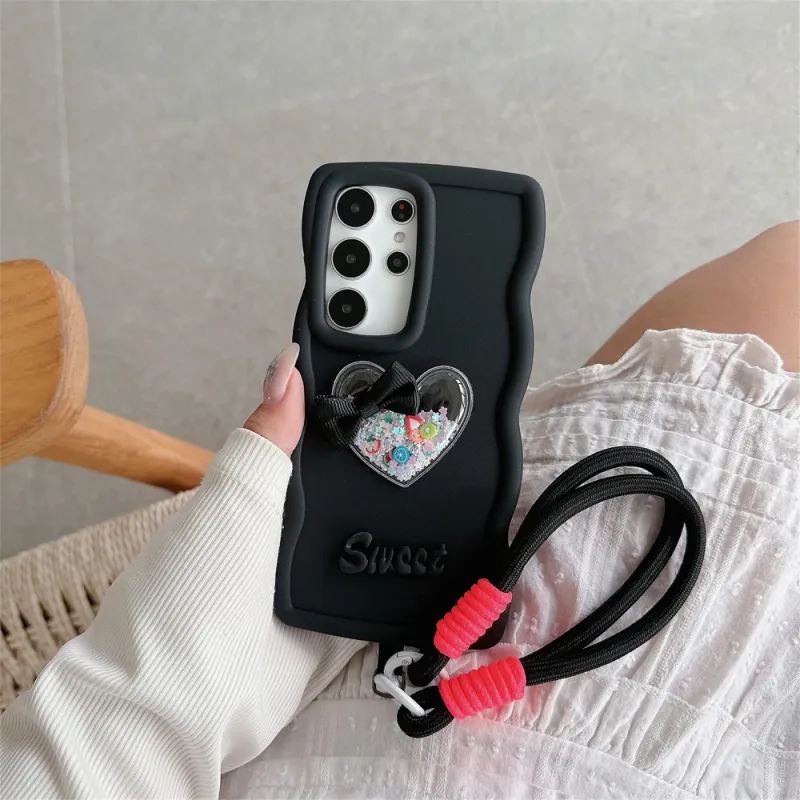 Süße 3D Schleife Liebe Herz Obst Lanyard Handyhülle für Samsung A15 A25 A35 A54 A55 A34 A14 A13 A53 Wave Candy Sommerhülle_voghion.com