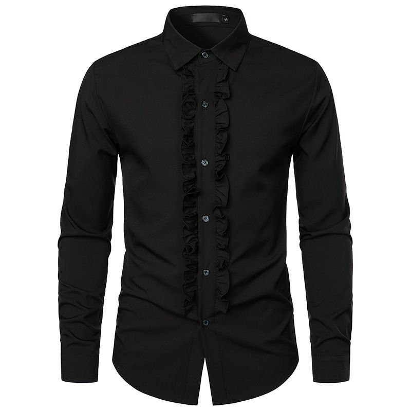 Herrenbekleidung Herren-Langarmhemd, einfarbig, Herren-Hochzeitskleid, Langarm-Hemd, Performance-Kleid_voghion.com