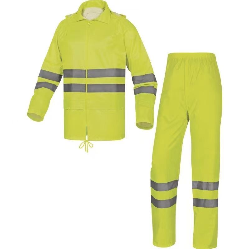 Men's Clothing Coated With Reflective Strips Split Fluorescent Raincoat Riding Electric Vehicle Suit Raincoat_voghion.com