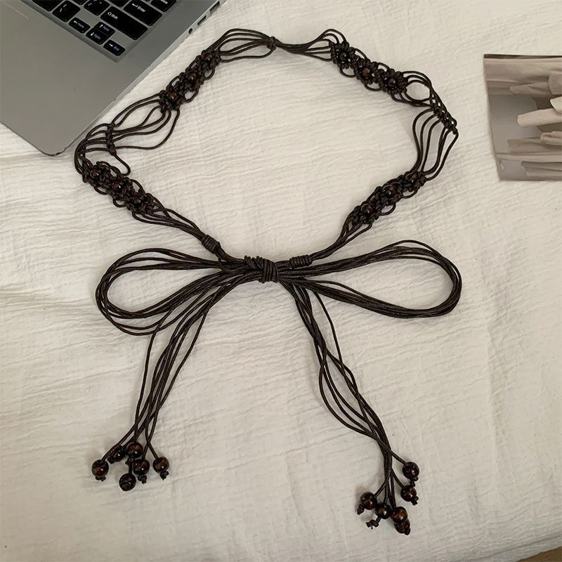 Böhmischer ethnischer Stil, gewebter Gürtel mit Blumenmuster, Damenrock, Retro-Fransendekoration, einfaches und vielseitiges Taillenseil_voghion.com