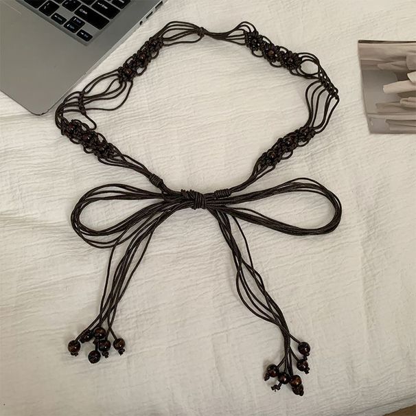 Böhmischer ethnischer Stil, gewebter Gürtel mit Blumenmuster, Damenrock, Retro-Fransendekoration, einfaches und vielseitiges Taillenseil_voghion.com