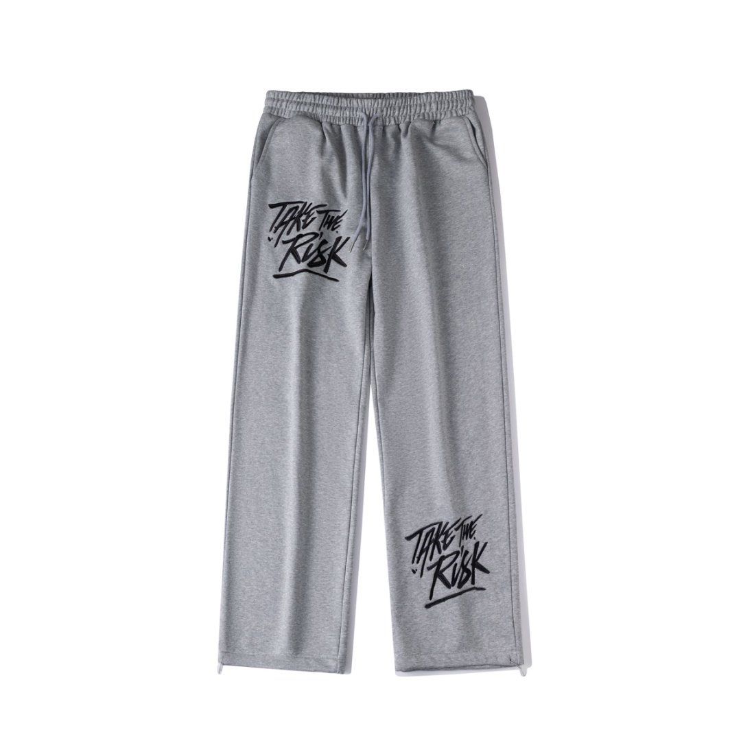 "Retro Hip-Hop Joggers – Jogginghose mit Graffiti-Stickerei in Schwarz/Grau meliert (M-XXL)"_voghion.com