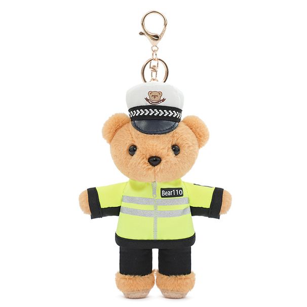 Peluche piccolo ciondolo uniforme polizia stradale orso bambola borsa portachiavi ciondolo zainetto_voghion.com