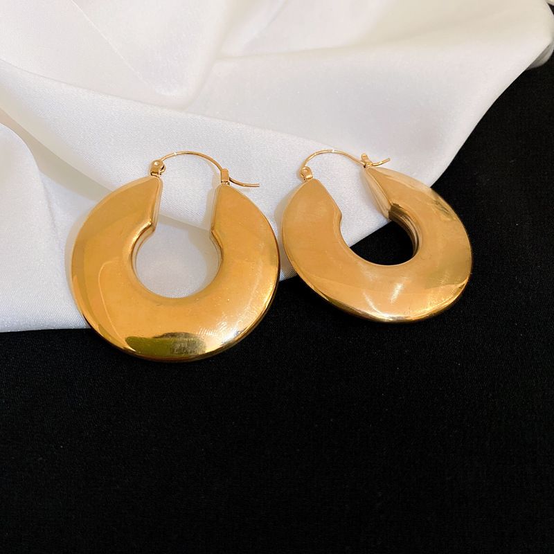1 paio di orecchini pendenti in stile IG, stile francese, stile classico, geometrici, rotondi, a forma di cuore, placcati in titanio, in acciaio, orecchini a bottone_voghion.com