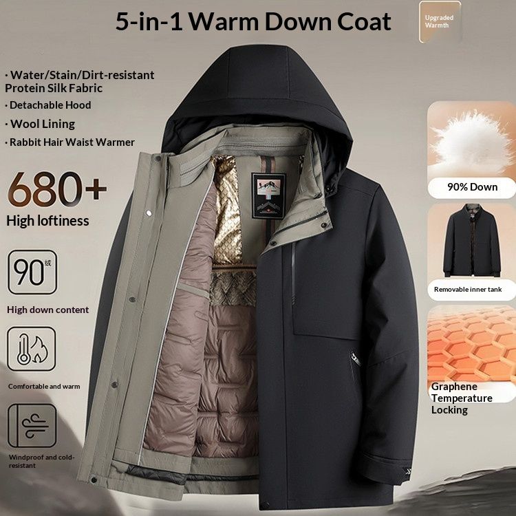 Cove National Standard 90 Goose Men 2025 Winter New Model For Middle-aged And Elderly Fathers, Detachable Thickened Warm_voghion.com