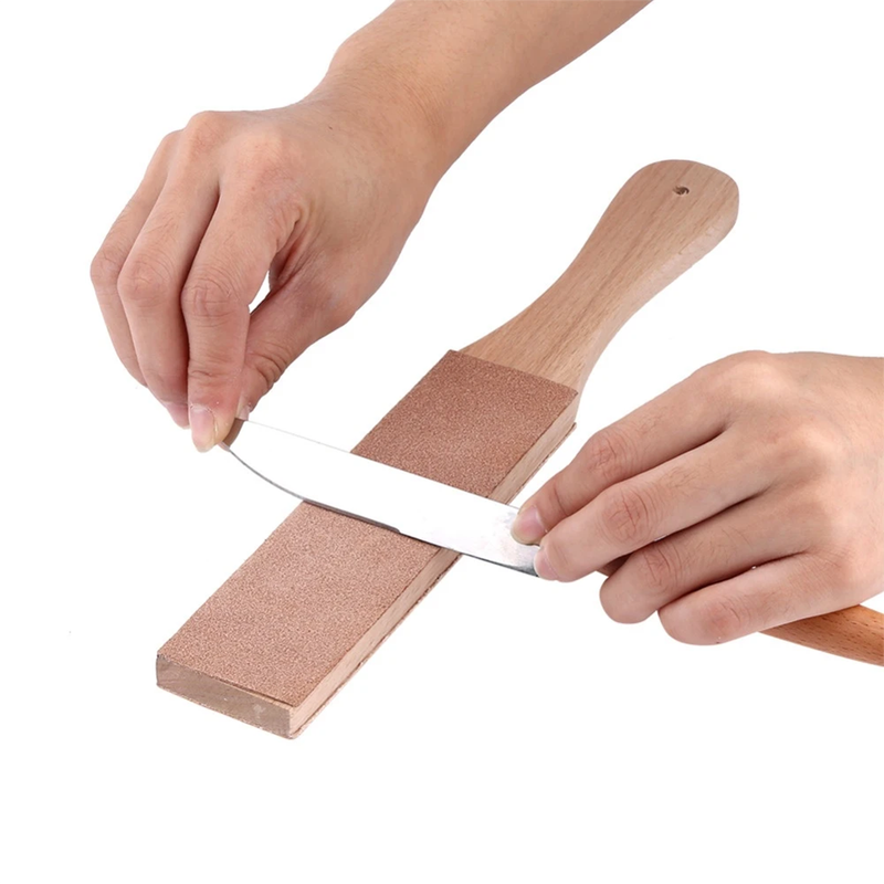 New Wooden Handle Leather Sharpening Strop Handmade Razor Polishing Board For Razor Knives Double Sided Home Sharpening Tool_voghion.com