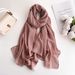 2023 Nuovo colore solido stampato moda donna versatile perla chiffon oro cosparso sciarpa lunga monocromatica_voghion.com