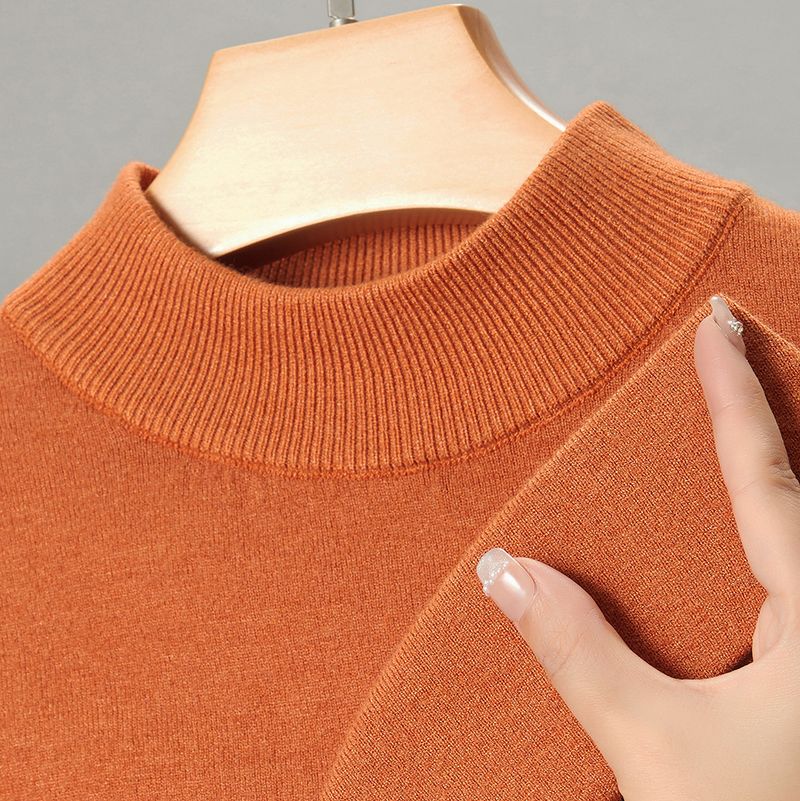 Vêtements pour hommes Pull à manches courtes Pull à col mi-haut pour hommes T-shirt tricoté à manches mi-longues mince pour hommes d'âge moyen et jeunes multicolore_voghion.com