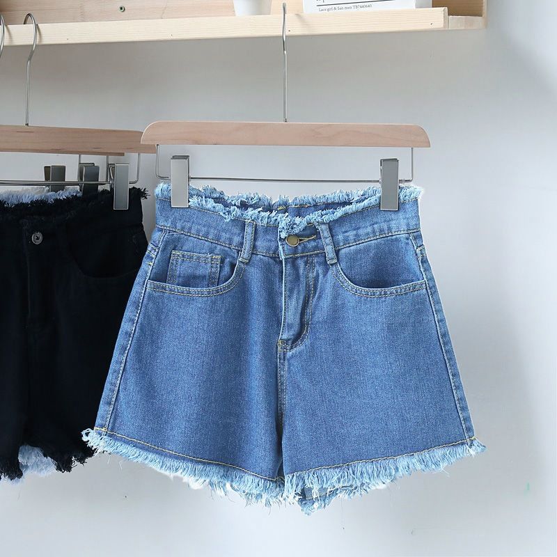 Internetberühmte Jeansshorts für Frauen im Sommer, hoch taillierte koreanische Version, schlank machende 2024 neue lockere A-Linie_voghion.com