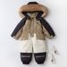 Kids' Fleece-Lined Snowsuit With Hood - Winter Waterproof Ski Jumpsuit For Toddlers (80-120cm) - Unisex Thermal One-Piece Playsuit_voghion.com