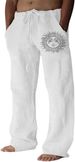 Pantaloni da jogging in lino da uomo Litthing, pantaloni estivi casual con tasche, vestibilità ampia, coulisse, comodi e leggeri_voghion.com