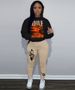 Kapuzen-Sweatshirt-Anzug Halloween-Sweatshirt- und Jogginghosenanzug mit peripherem DILF-Buchstabendruck für Damen_voghion.com