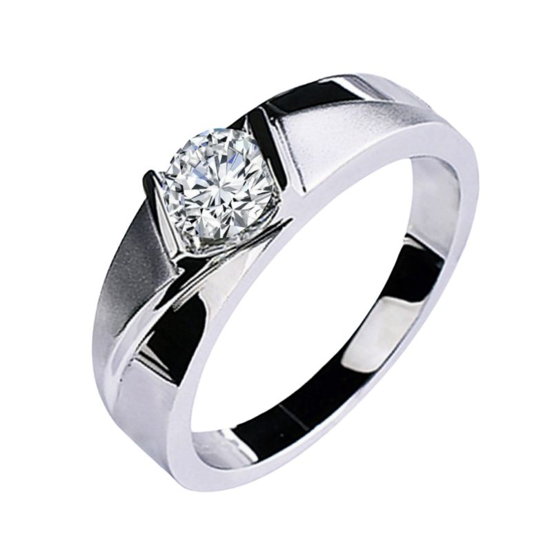 Open Platinum Plated Moissanite Frosted 1 Carat Men's Sandblasted Business Gentleman Wedding Ring_voghion.com