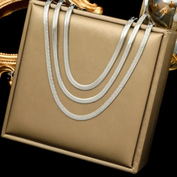 2025 Nuovi arrivi EILIECK 316L acciaio inossidabile multistrato collana serpente piatto per donne ragazza moda collo catena resistente gioielli regalo_voghion.com