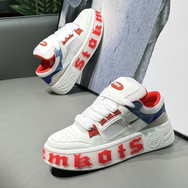 2024 Nieuwe Trendy Merk Brood Heren Dikke Zool Verhoogde Veterschoenen Sport En Casual Lage Top Kleine Witte Schoenen_voghion.com