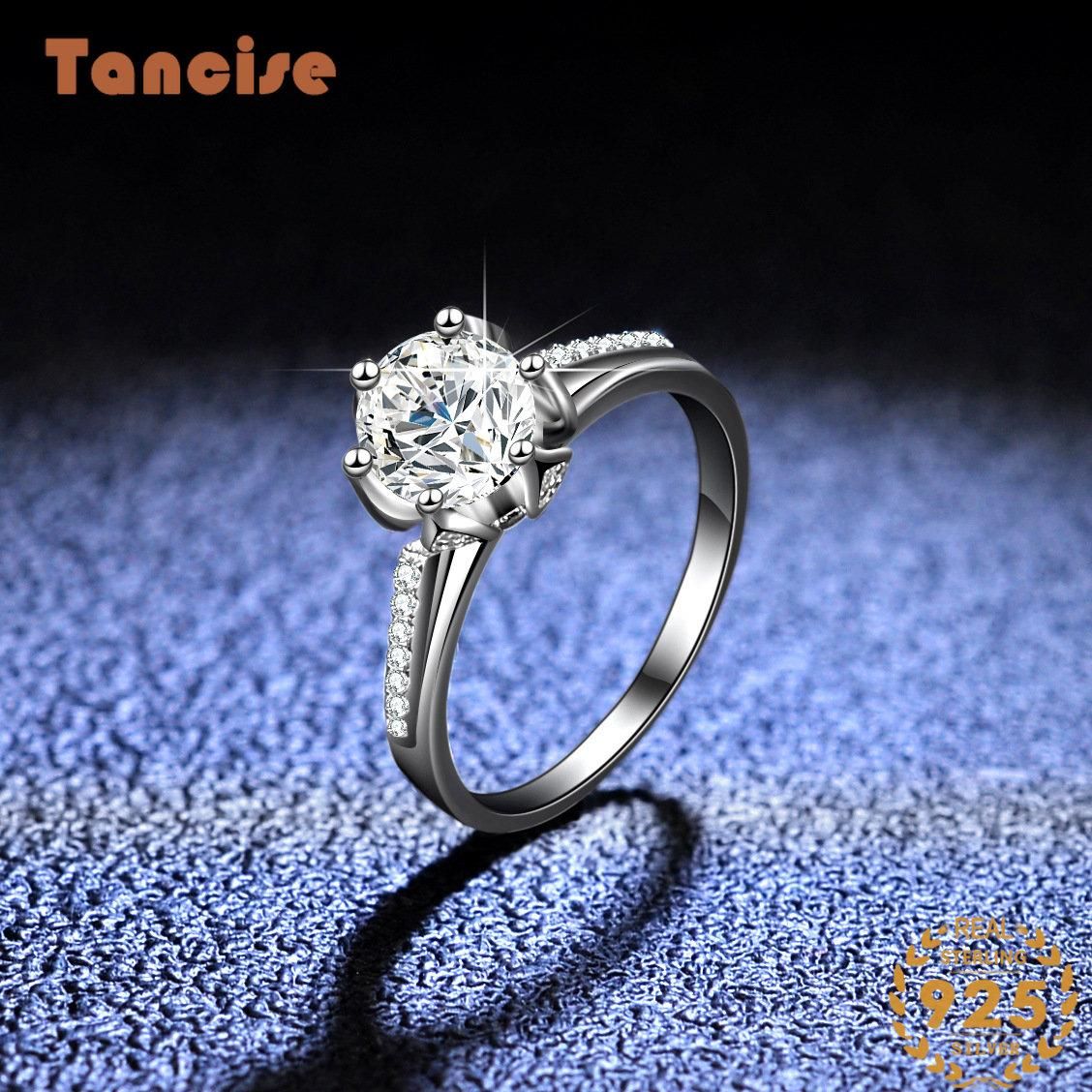 Tancise Classic Moissanite Anello in argento Gioielli da donna Promessa di nozze Regalo per feste_voghion.com