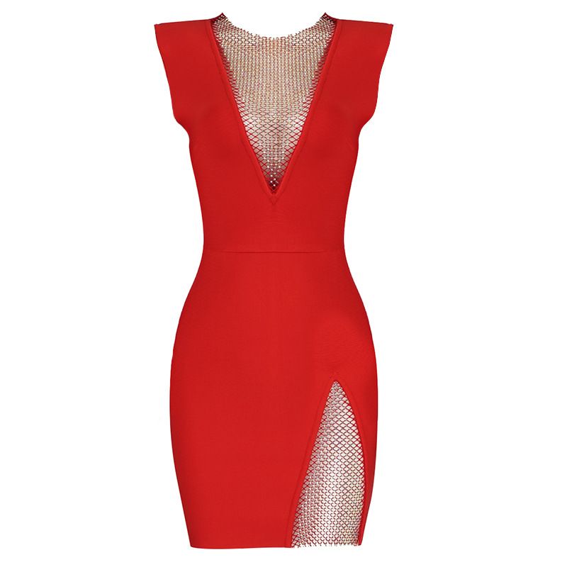 Ins sexy Promi-Slim-Fit-Netz-Diamant-Verbandkleid_voghion.com