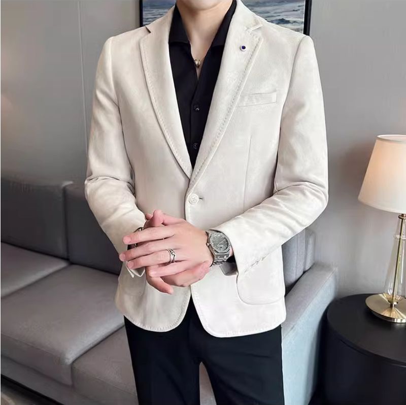 Blazer con un bottone, stile coreano, vestibilità slim fit, da uomo, autunno inverno CT 2025_voghion.com