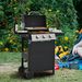 Propane Gas Grill 3 Burner Barbecue Grill, Stainless Steel 26,000 BTU Patio Garden Barbecue Grill With Two Shelves, Lid, Wheels And Bottle Opener_voghion.com