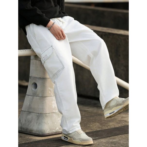 Lässige Cargohose für Herren – Relaxed Fit Jogginghose mit Kordelzug in Schwarz/Weiß/Marineblau (Größen S-XXL)_voghion.com