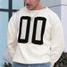 Men's Oversized Drop Shoulder Crewneck Sweater With Letter Embroidery - Soft Knit Pullover For Casual Comfort (S/M/L/XL)_voghion.com