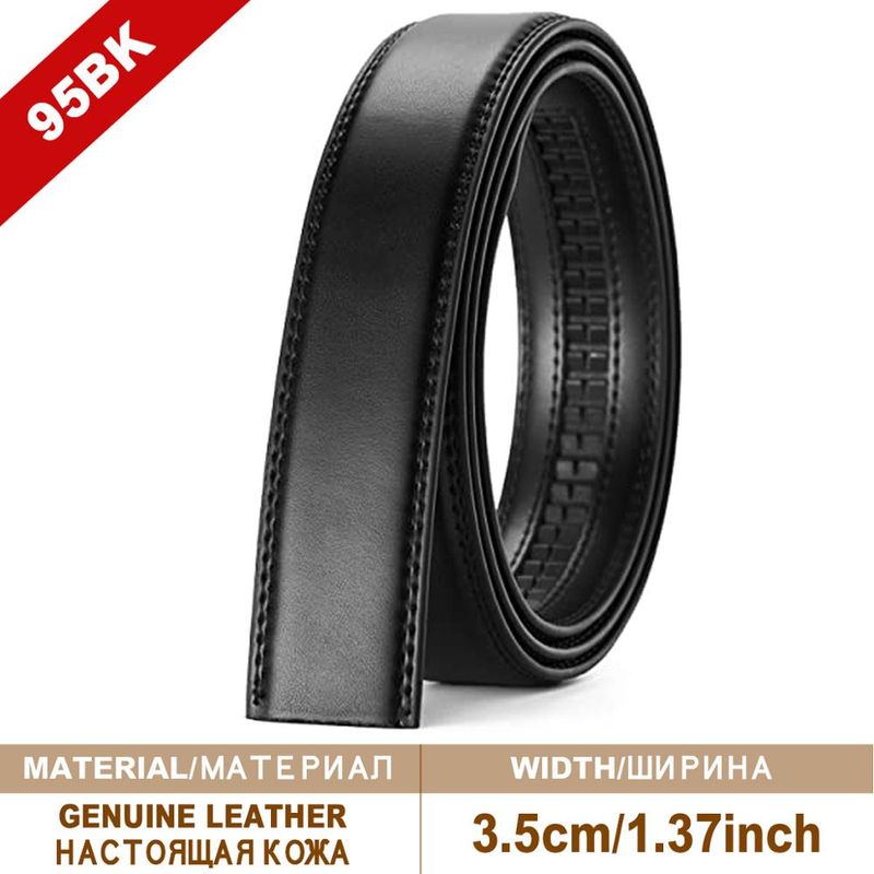 HOT Men Belt Genuine Leather for Automatic Black Brown Men's Belts Without Buckle Cowskin_voghion.com