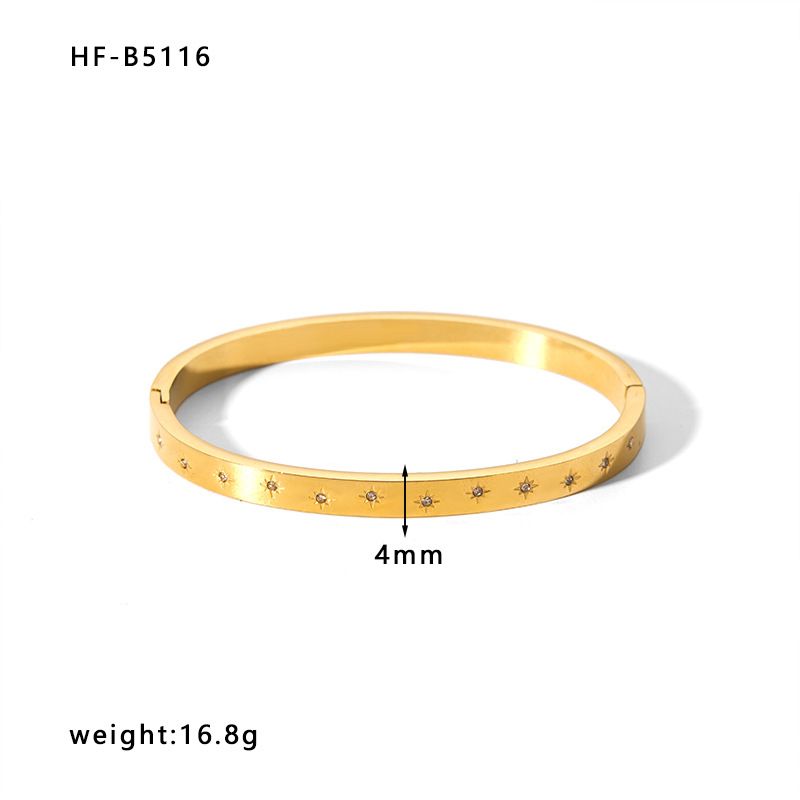 Bangles Unisex Jewelry Fashion Fashion Stainless Steel Inlaid White Round Zircon Jewelry Women's Versatile Bracelet_voghion.com