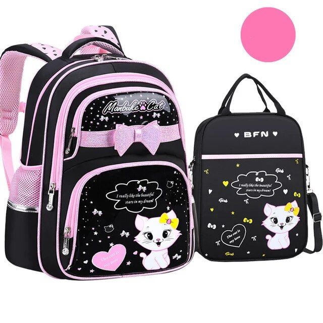 Noua geantă de școală coreeană din piele PU pentru primară, 2020, la modă, fete drăguțe cu pisică drăguță, rucsac ortopedic impermeabil_voghion.com