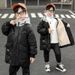 Wintermantel für Jungen mit Fleecefutter, dicke, lange Pufferjacke für Kinder, warme Oberbekleidung mit Kapuze für kaltes Wetter_voghion.com