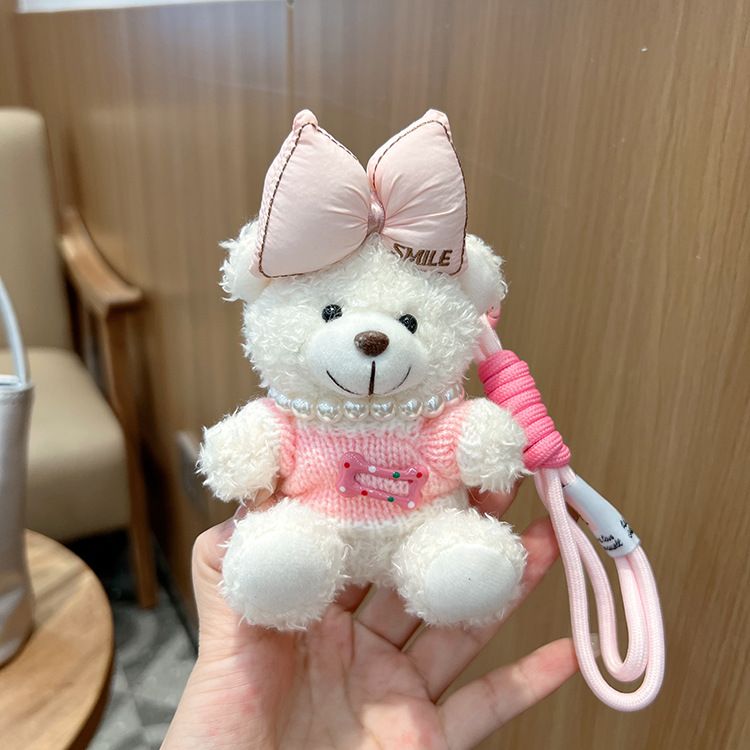 Llavero creativo con forma de oso de peluche con diseño de lazo y bloques de colores para mujer._voghion.com