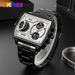 Shimei Dual Display Multi-Function Four-Time Electronic For Men, Large Dial, Heavy Fashion Steel Band Watch_voghion.com