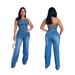Women's Clothing Tube Top One Shoulder Slim Straight Wide Leg Denim Jumpsuit_voghion.com