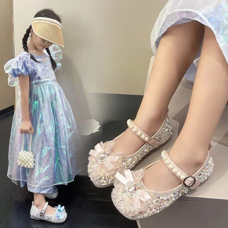 Zapatos Niña Leather Autumn New Girl Princess Water Diamond Mary Jane Bow Single Shoes Child Shoe Lolita_voghion.com