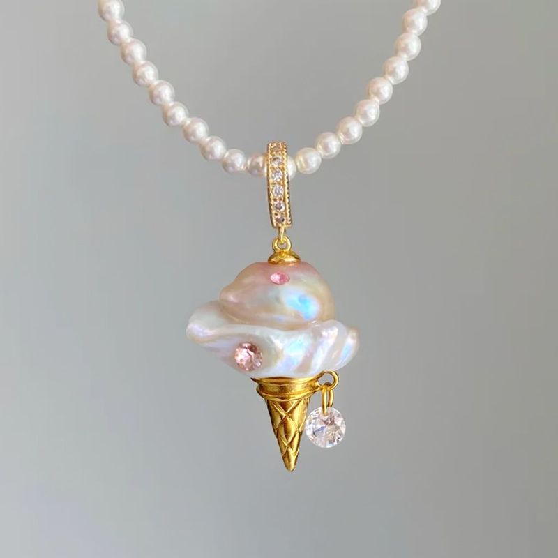 Damenschmuck, modische Perlenkette, Eiscreme-Halskette, leichtes Luxus-Nischendesign, High-End-Schlüsselbeinkette_voghion.com