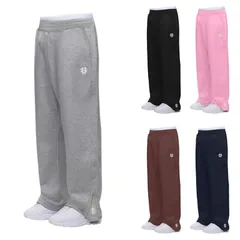 Unisex Streetwear Joggerhose mit Stickerei – Übergroße Hip-Hop-Jogginghose mit Reißverschlussdetail (Hellgrau/Schwarz/Pink, S-3XL)