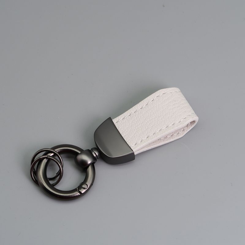 Chaveiro curto com estampa de cordeiro, banhado a ouro, pérola, moderno, chaveiro de carro, lindo, corda de couro, pingente de casal_voghion.com