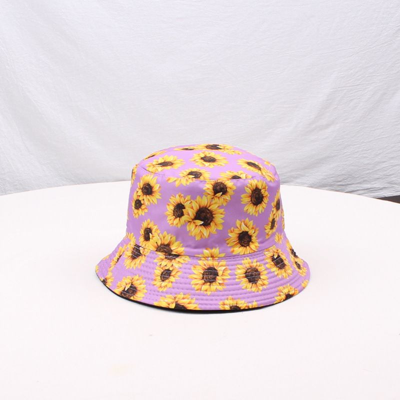 Sunflower Fisherman Korean Edition Allsidig blomstertrykk solskjermskål Dobbeltsidig solhatt_voghion.com
