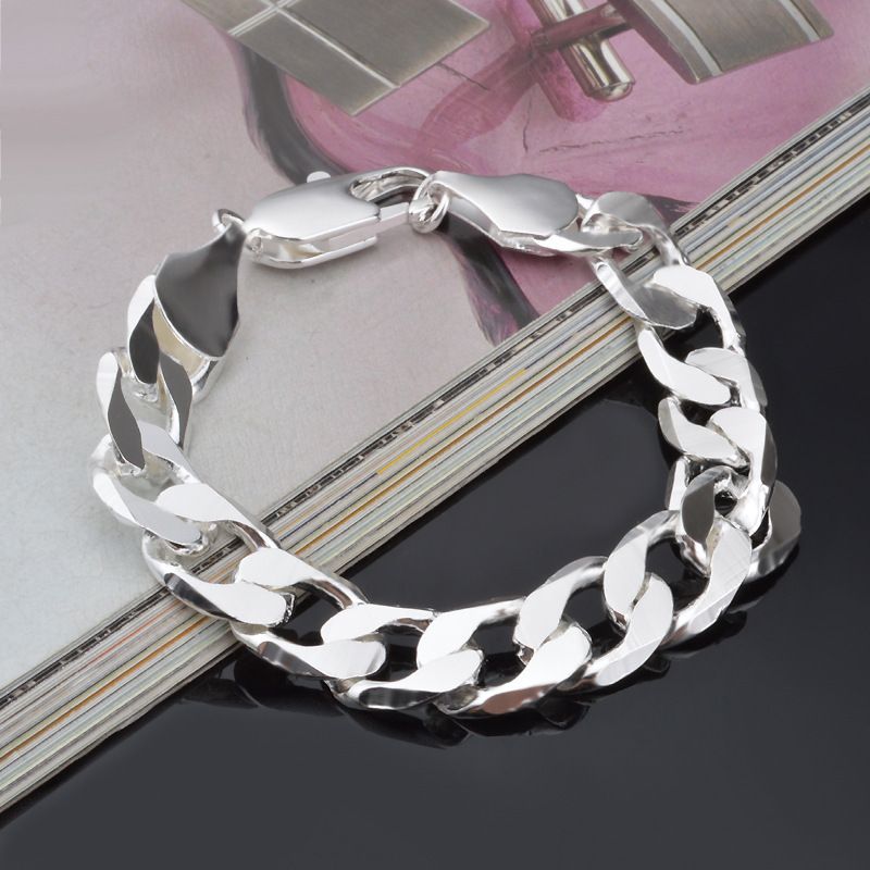 Bracciale da uomo con lato singolo, 12 mm, 10 mm, 8 mm, 6 mm, 1,_voghion.com