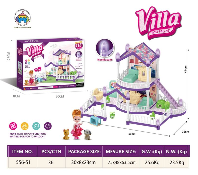 Mother & Kids Glow In The Dark DIY Princess Castle Dollhouse Playset Creative Building Toy For Girls LED Lights (113/120/192/275/464/493 PCS)​_voghion.com