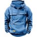 Spring And Autumn New Men's Hooded Solid Color Sweater Youth Sports Multi-Pocket Leather Sweater Jacket_voghion.com