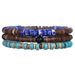 Hot Selling Handmade Beaded Coconut Shell Wood Bracelets For Men, Retro Style, Multi Layer Stacking, Turquoise Emperor Stone Bracelet_voghion.com