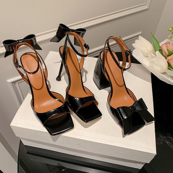 French Style Slim And Thick Heel High Heels, 2025 Summer New Butterfly Bow Strap Sandals With Exposed Toes For Women_voghion.com